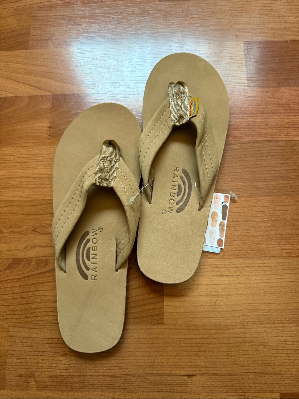 Rainbow Tan Suede Leather Flip Flop Sandals